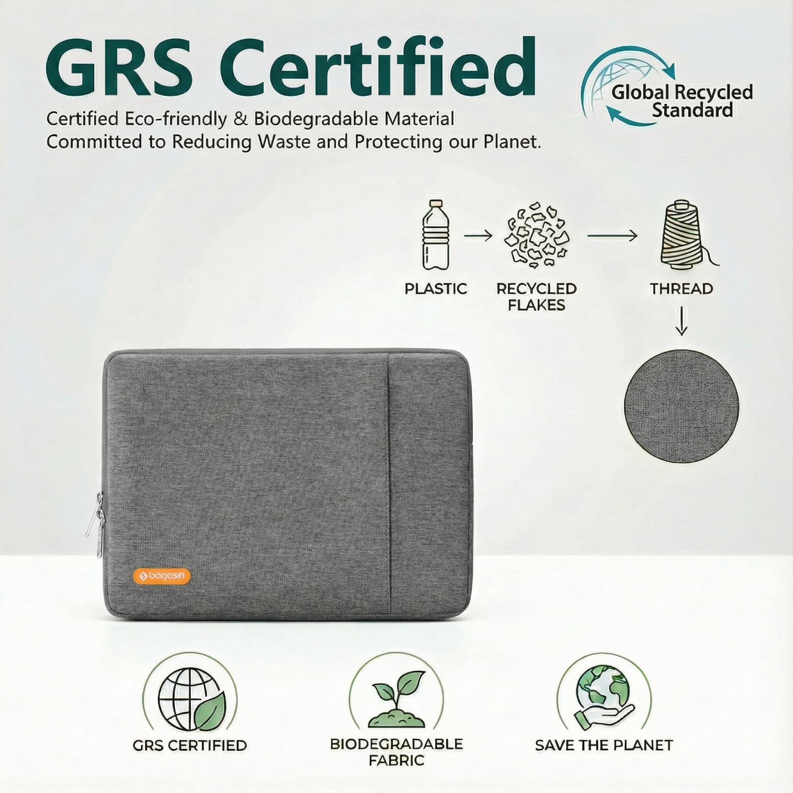 Bagasin Custodia Borsa Porta PC da 15 15,6 16 pollici con protezione per angoli e bordi, Sleeve Caso per laptop Computer compatibile con MacBook, HP, Dell, Lenovo, Asus