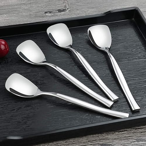 Miniatura 3 de Idomy Juego de 12 cucharas de helado de postre de acero inoxidable, 5.51 pulgadas