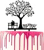 CARISPIBET Hochzeitstortenaufsatz Acryl-Silhouette Paar sitzen auf der Bank am Baum liebevoll Mr & Mrs Hochzeitstorte dekorativ