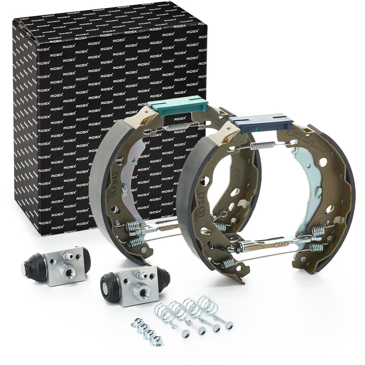 RIDEX 3859B0221 Bremsenset Trommelbremse Bremsbacken Satz Hinten Kompatibel mit RENAULT CLIO II BB0/1/2, CB0/1/2 Clio IV Schrägheck BH, DACIA SANDERO II, NISSAN MICRA IV K13