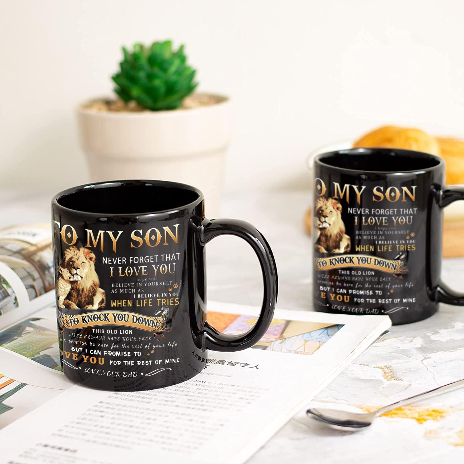 Shqiueos Inspirational Valentines Day Gifts for Son from Dad - to My Son Mug 11oz, Birthday, Graduation, Father's Day Gifts for Bonus Son Adult Christmas Coffee Cup - Image 3