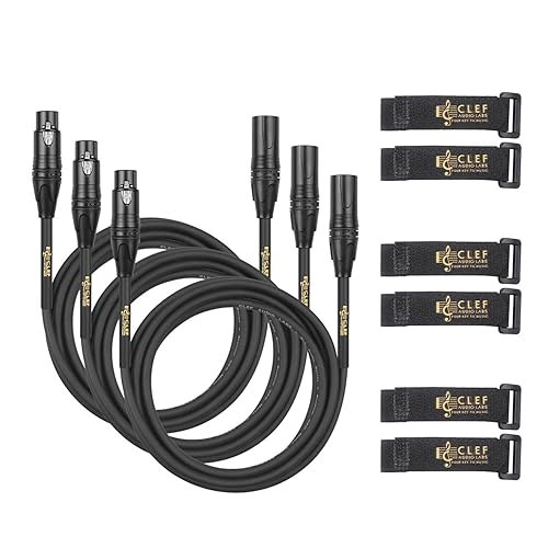 Cable XLR, 10 pies paquete de 3 conexiones macho a hembra para micrófono e interfaz de audio, chaqueta de PVC negro, carcasa de aleación de zinc,
