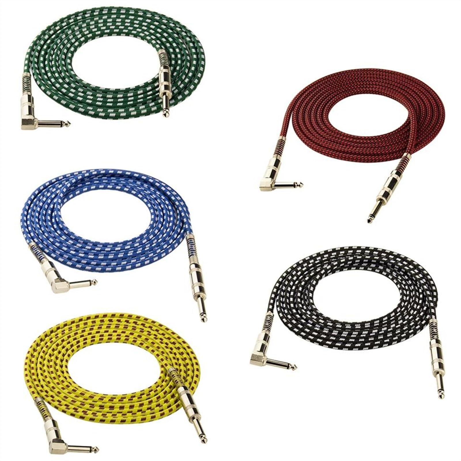 5 Szt. 6,5 Mm Jack Z Męskiego Na Męskie Instrument Gitarowy OFC Kabel Audio Z Folii I Pleciony Kabel Ekranowany Kabel do Instrumentów Gitarowych