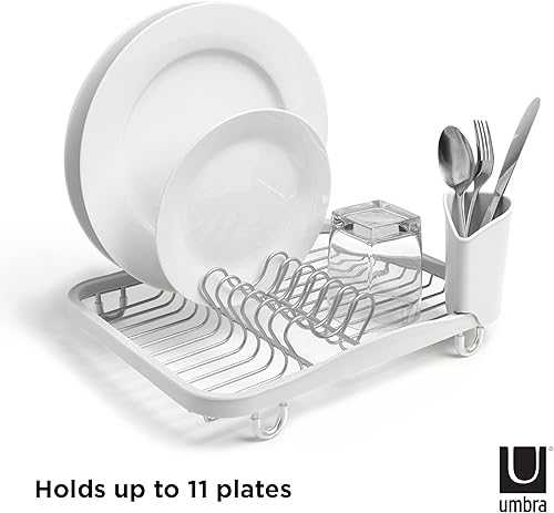 Miniatura 2 de Umbra Sinkin - Escurridor de platos con soporte extraíble para cubiertos para fregadero o encimera estándar color blanco