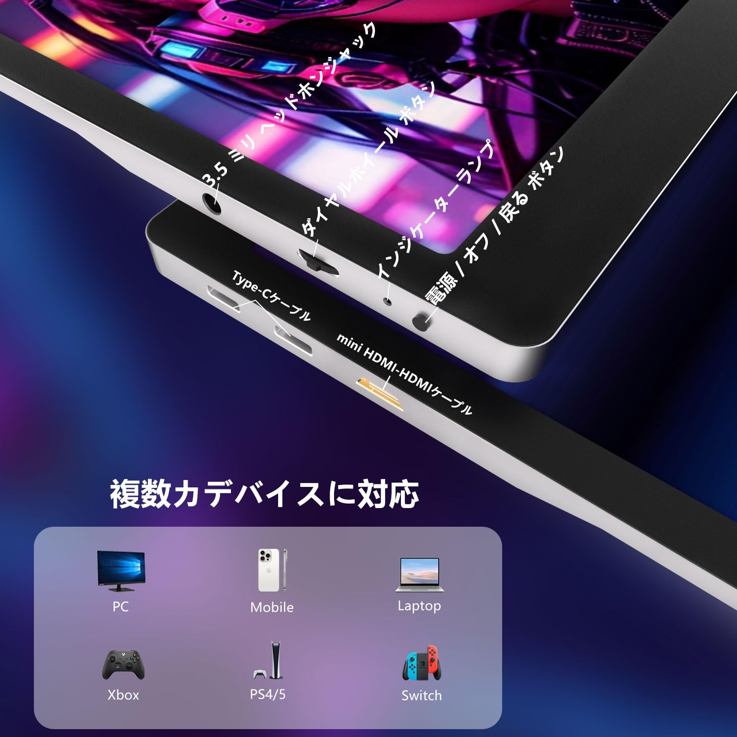 Amazon.co.jp: 4K モバイルモニター 15.6 インチ UHD HDR ポータブル