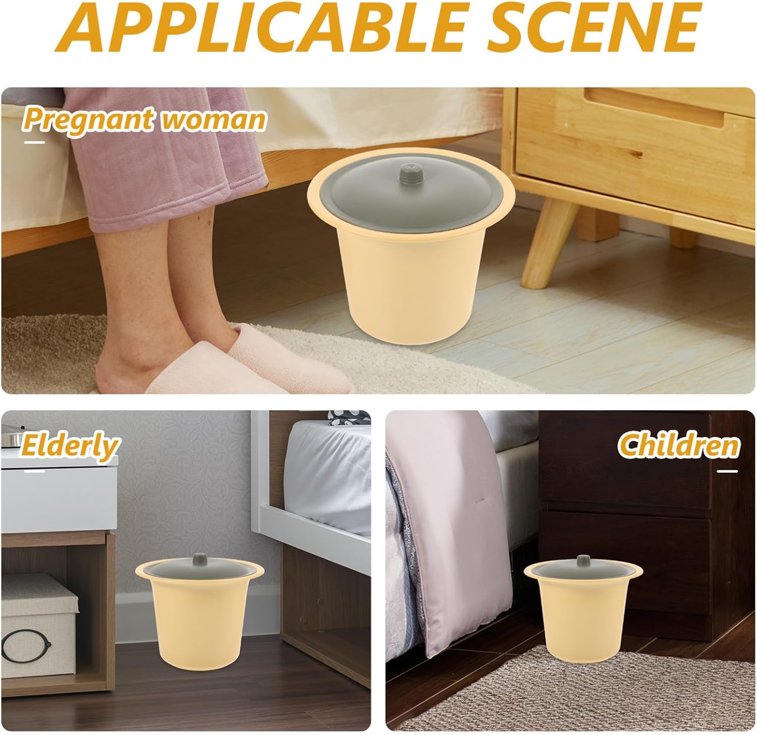 Portable Bedpan with Lid, Reusable Plastic Urinal Pot for Adults, Odor-Resistant Portable Toilet for Home and Travel Use