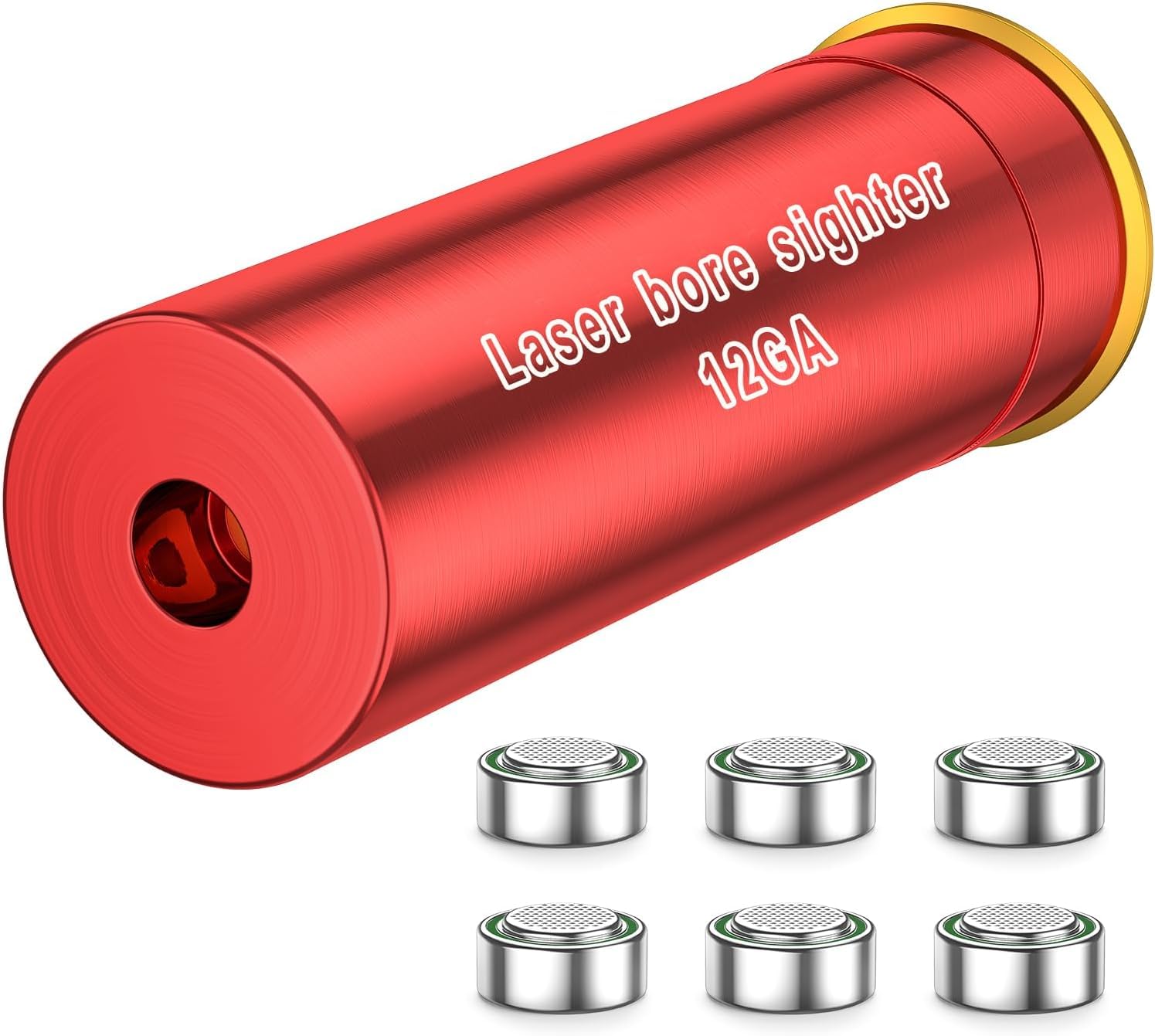 KinZon 12GA Bore Sight Rosso, Red Zeroing Bore Sight, Red Dot con 2 set di batterie, per airsoft, caccia