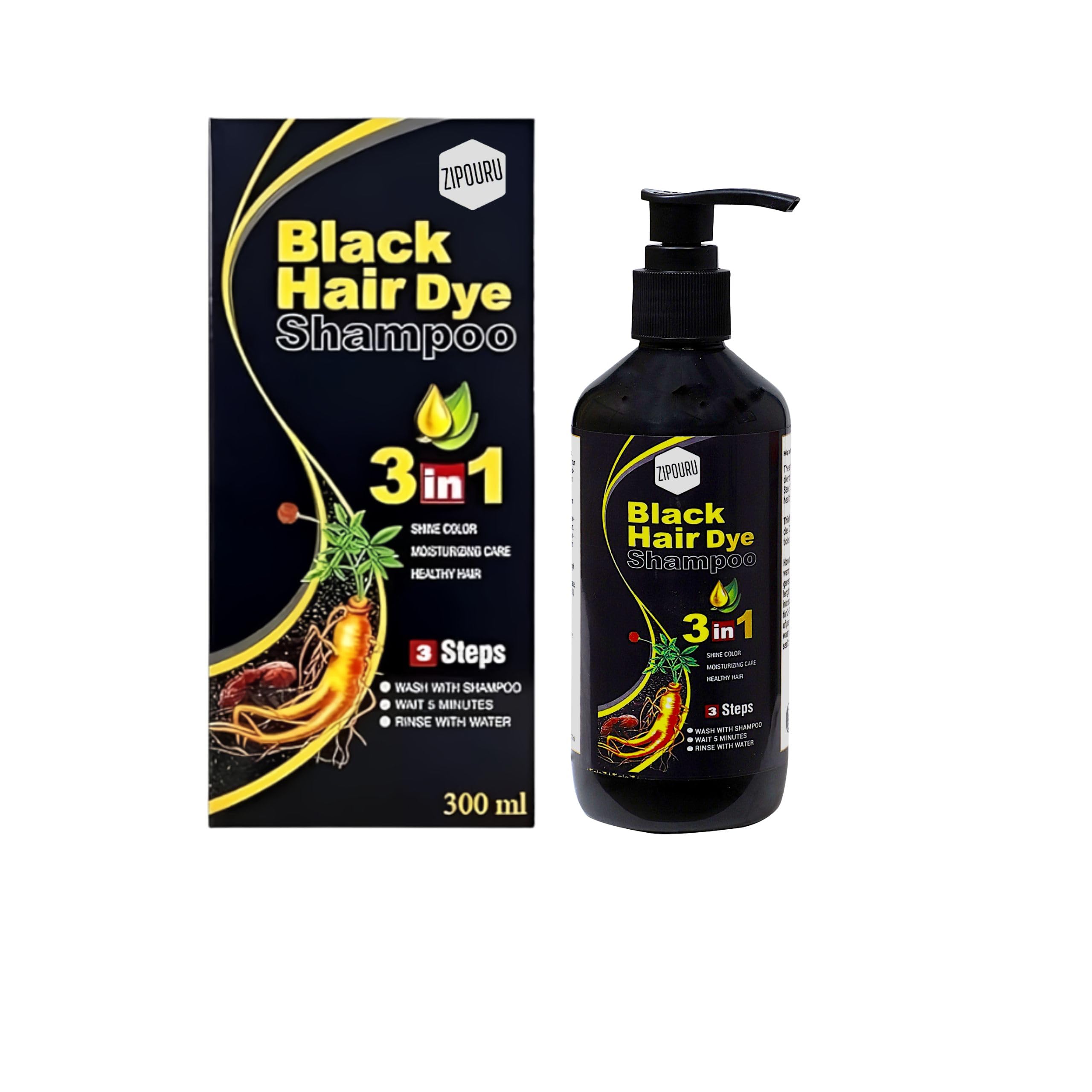 Buy Zipouru 3-in-1 Black Hair Dye Shampoo | Hair Color