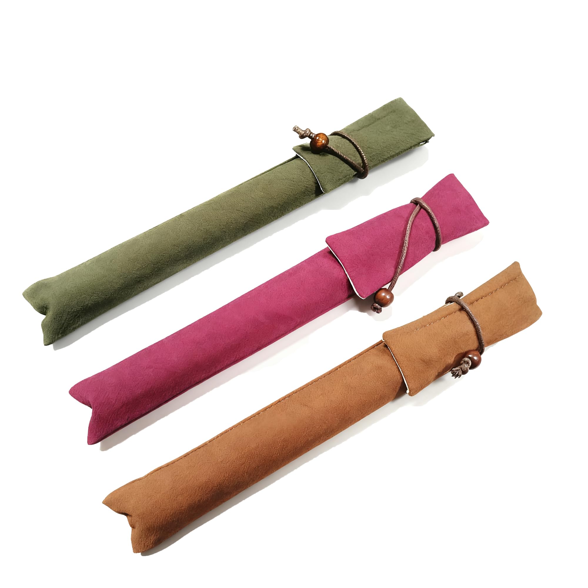 3-Pack Chinese Style Cotton-Linen Incense Tube Bag, Portable Storage Pouch for Incense Sticks