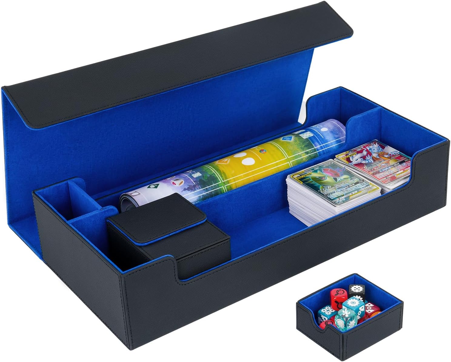 Deck Box,X-Large Premium MTG Deck Box,Trading Card Storage Box Fits 550+ Sleeved Cards,Card Deck Case Compatible with MTG,TCG,Yugioh,Magic,Commander,Black Blue