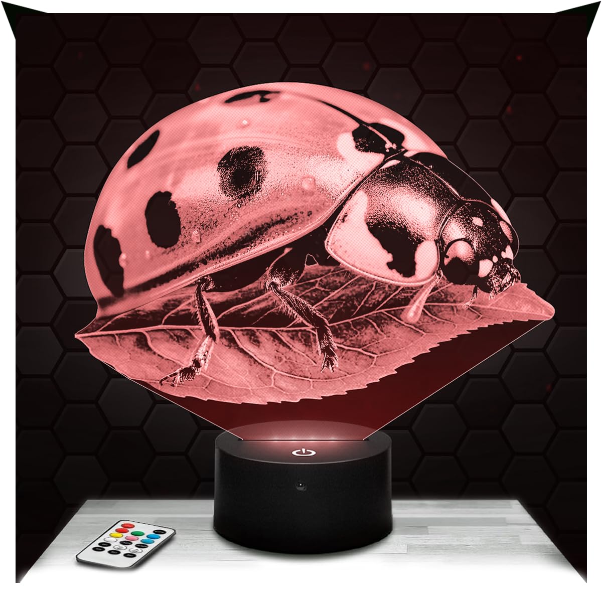 Lampephoto.fr - Ladybug 3D Lamp Animal Touch Night Light Led, 3D Hologram Effect, Christmas Birthday Gift Idea for Boy or Girl, Room Decoration Object