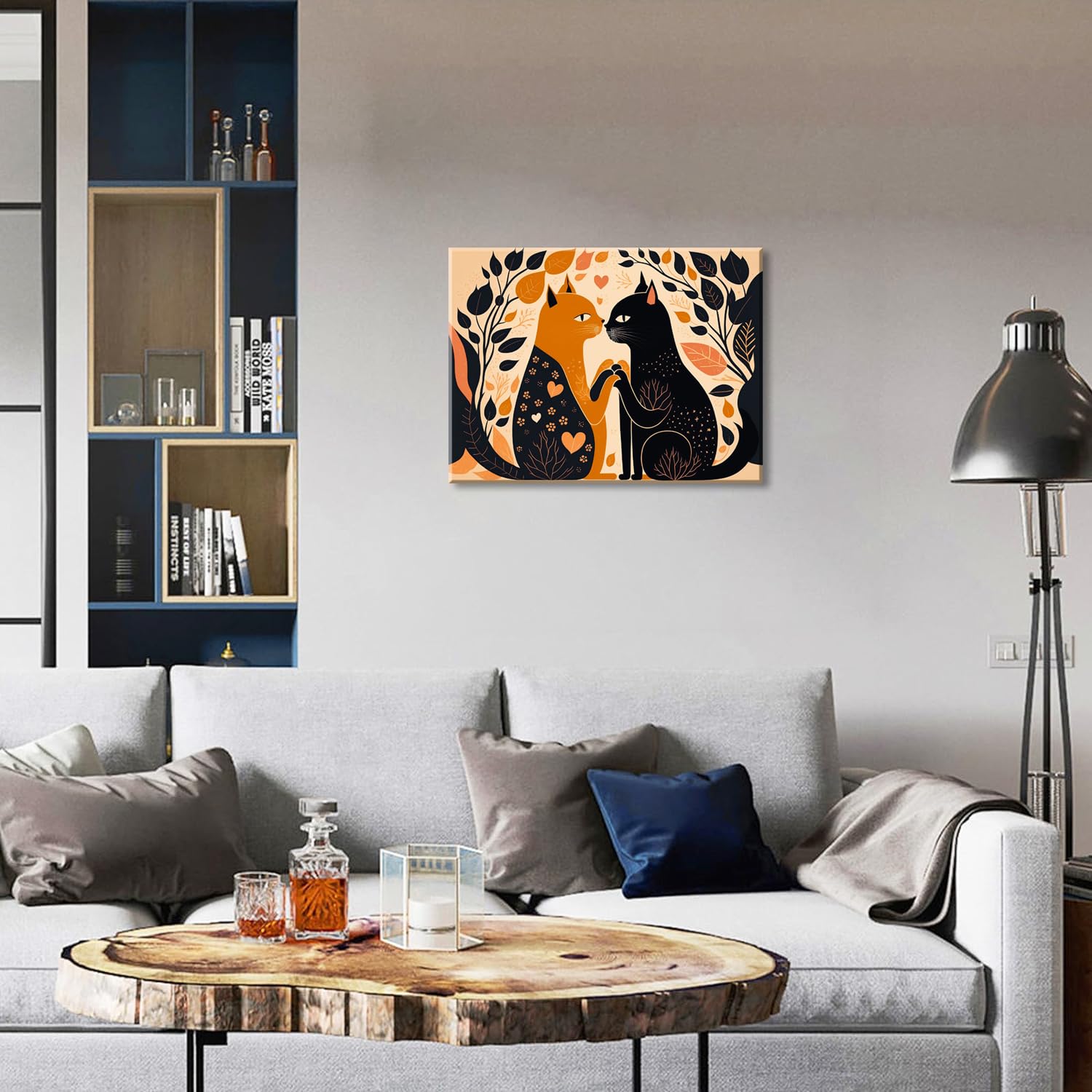 Piy Painting Śliczne Obrazy z Kotami, Druk Fotograficzny na Płótnie, Dekoracja Ścienna do Salonu z Wbudowaną Ramą, 40 x 30 cm