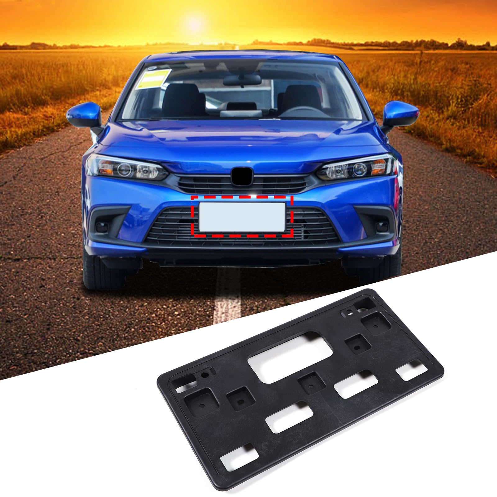 PIUGILH Front License Plate Bracket Compatible with Honda Civic 2022 Accessories, Front License Plate Frame Bracket Holder, Black