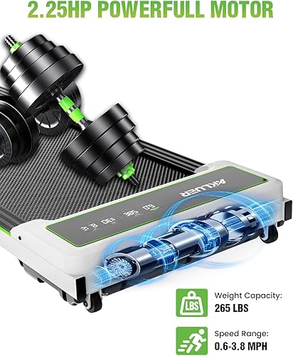 Miniatura 2 de AKLUER - Caminadora para debajo del escritorio de 2.25 HP con capacidad de peso de 265, caminadora portátil con control remoto IR para el hogar,