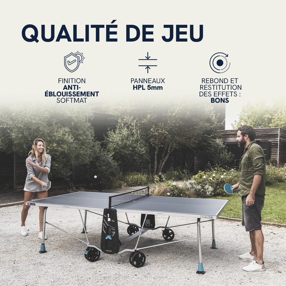CORNILLEAU - Table de ping Pong d'extérieur 200X Outdoor - Loisir de Jardin - Agrément FFTT - Gris