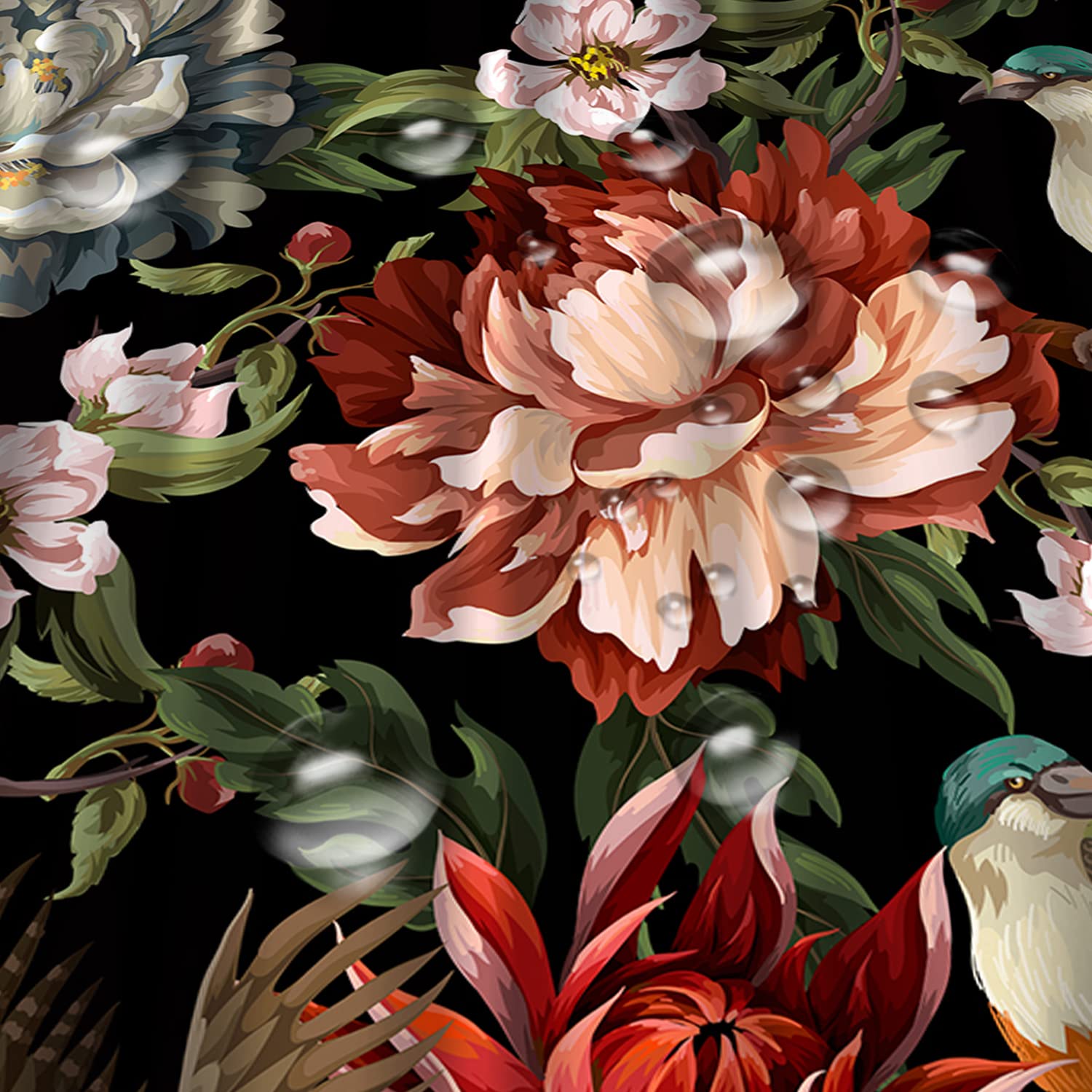 Boho Duschvorhang Mit Blumenmuster – 180x180 Cm, Wasserdichtes Polyester, Inkl. 12 Haken, Vintage-Design