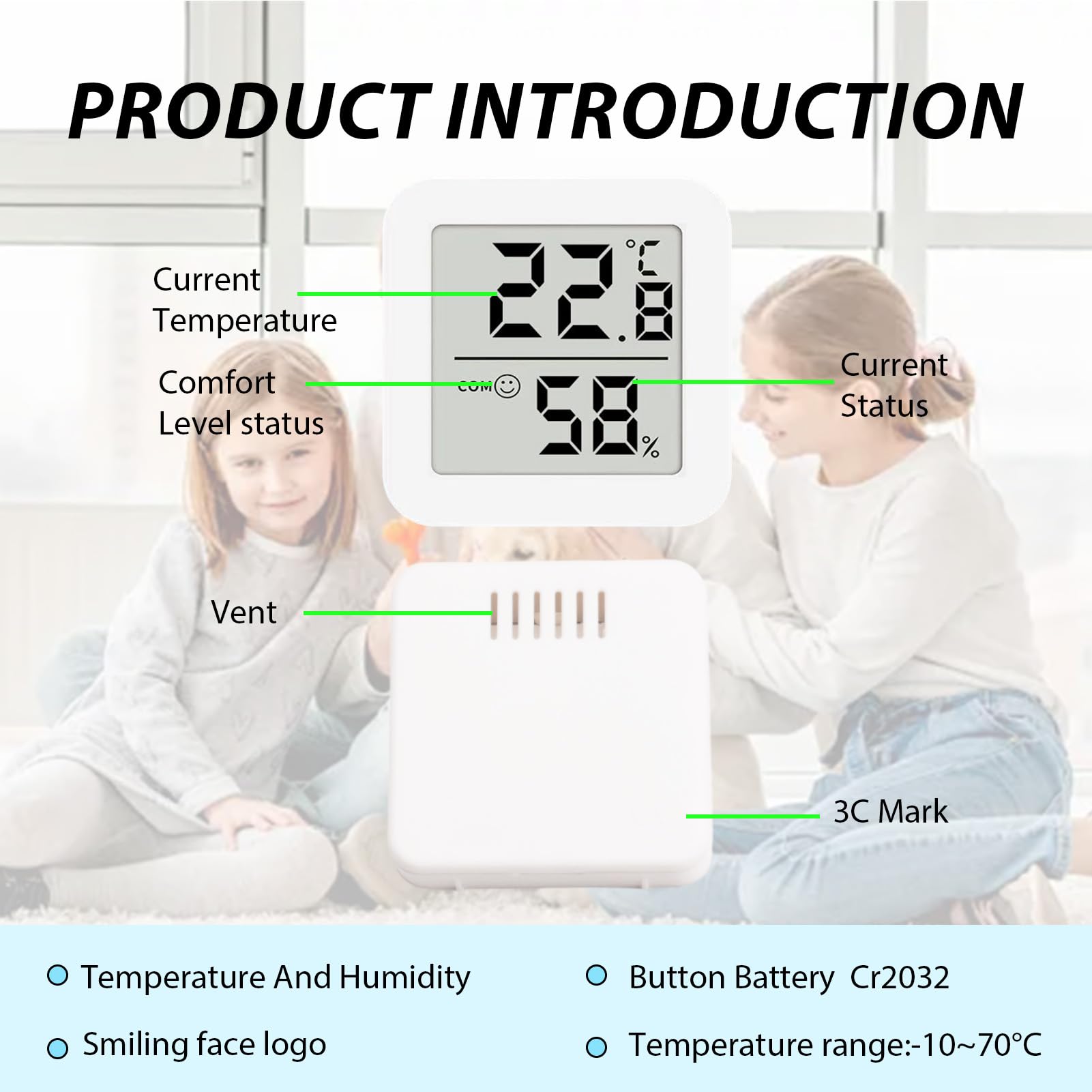 Thermomètre Hygromètre Intérieur Digital -10°C à 70°C Haute Précision 6 Pièces