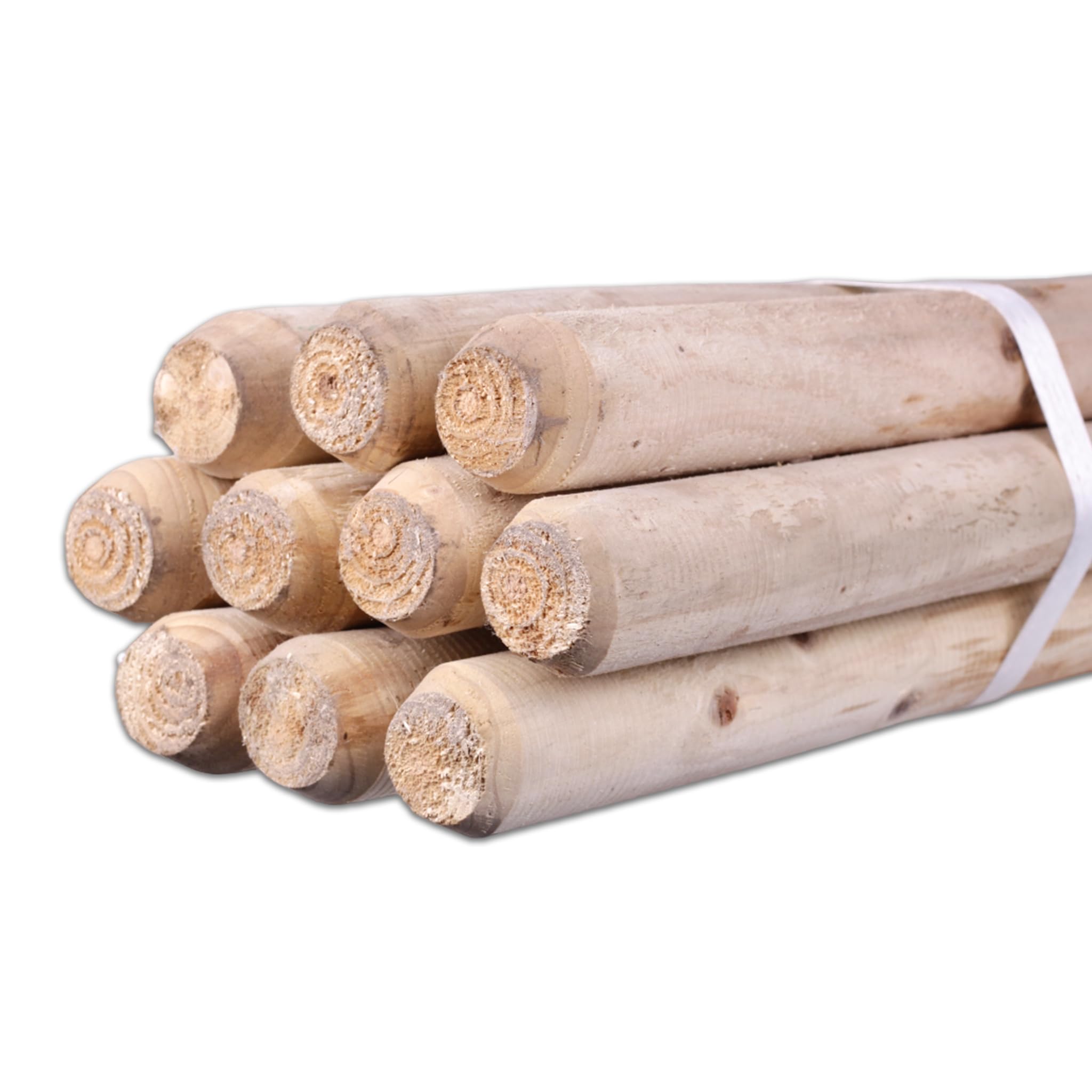 10er Set Rundholzpfähle Ø 10 cm naturbelassen | 100/125/150 cm Länge | unbehandelte Zaunpfosten aus massivem Nadelholz | ökologisch, stabil & nachhaltig | Garten, Weide, Forst, Hochbeet (150 cm Länge)