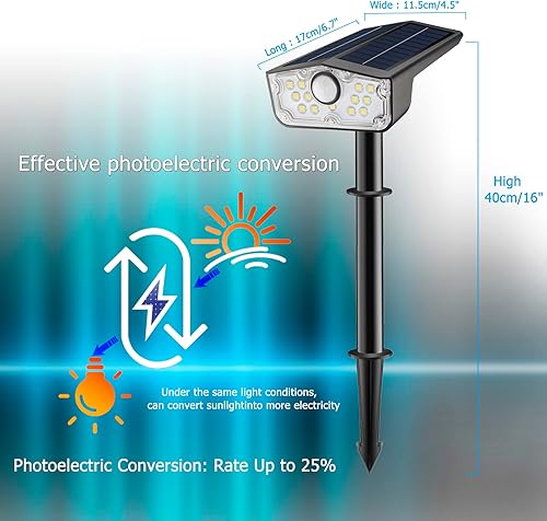 Miniatura 2 de Luces solares con sensor de movimiento para exteriores, 3 modos de luces solares para exteriores, IP67 Waterpoof, luces solares de paisaje de 6500
