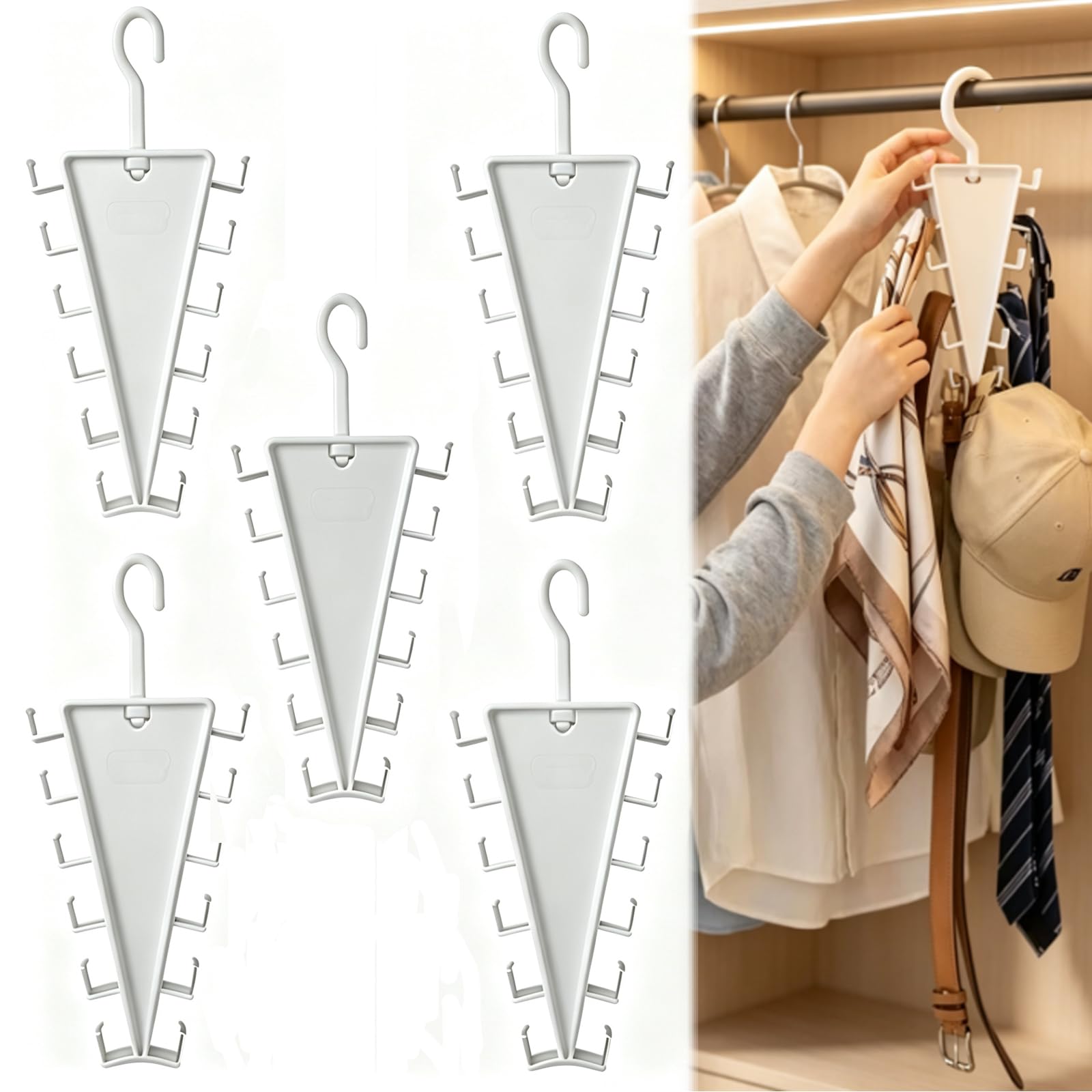 V-Shaped Double-Sided Closet Organizer Hanger, 12 Hooks 360°Rotatable