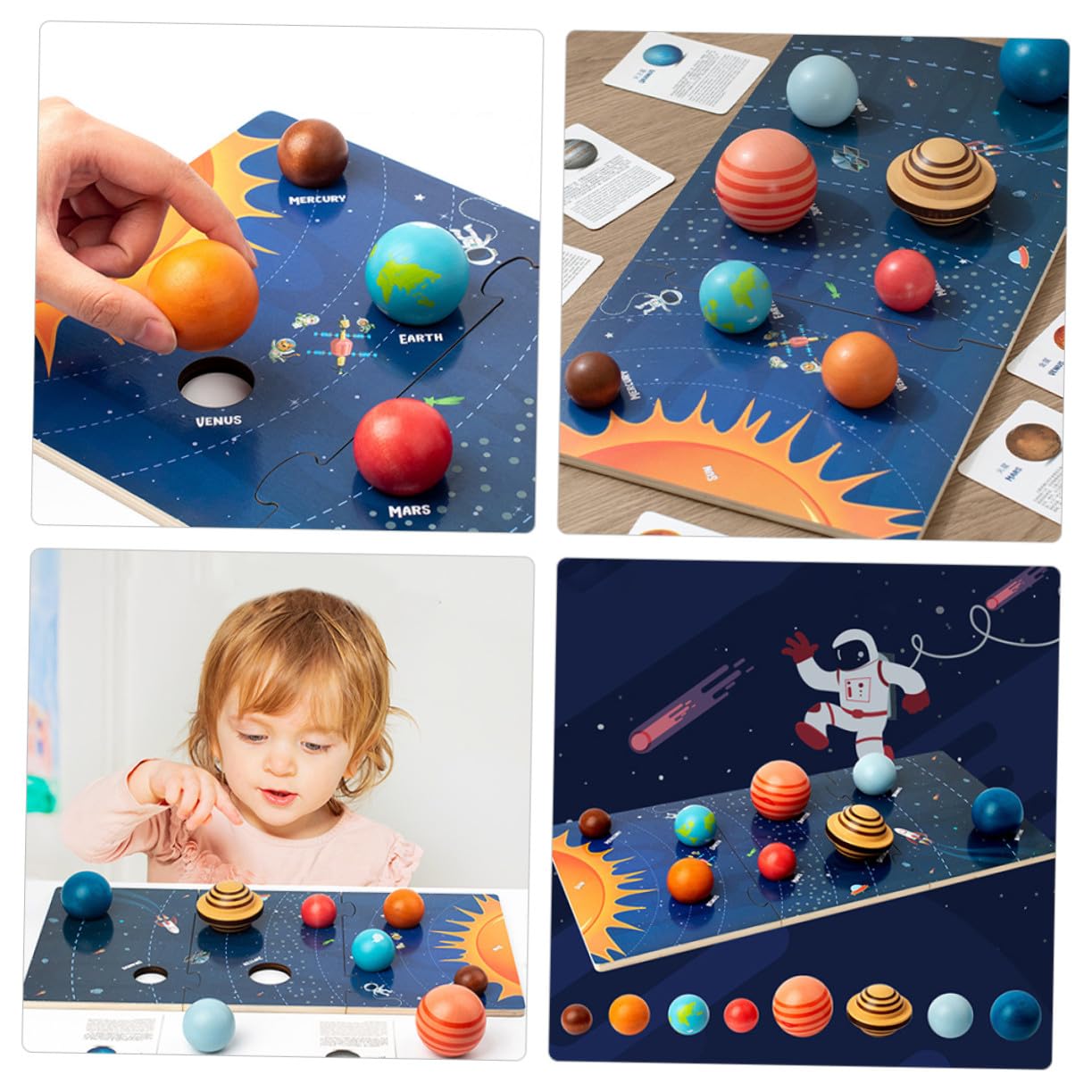 POPETPOP Rompecabezas de Planetas de Madera para Niños, Juguete Educativo Montessori del Sistema Solar, Desarrolla Creatividad y Mejora Memoria en Niños