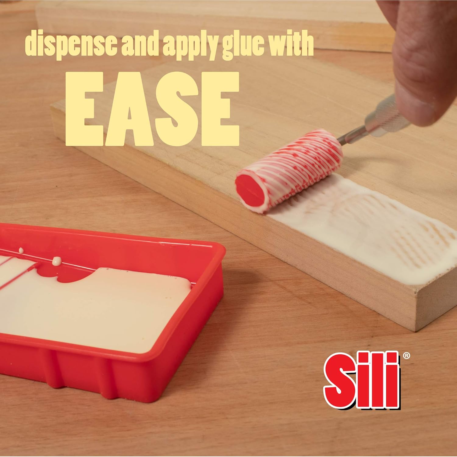 Sili Glue Roller with Sili Glue Tray for Arts Crafts Woodworking and Larger Projects