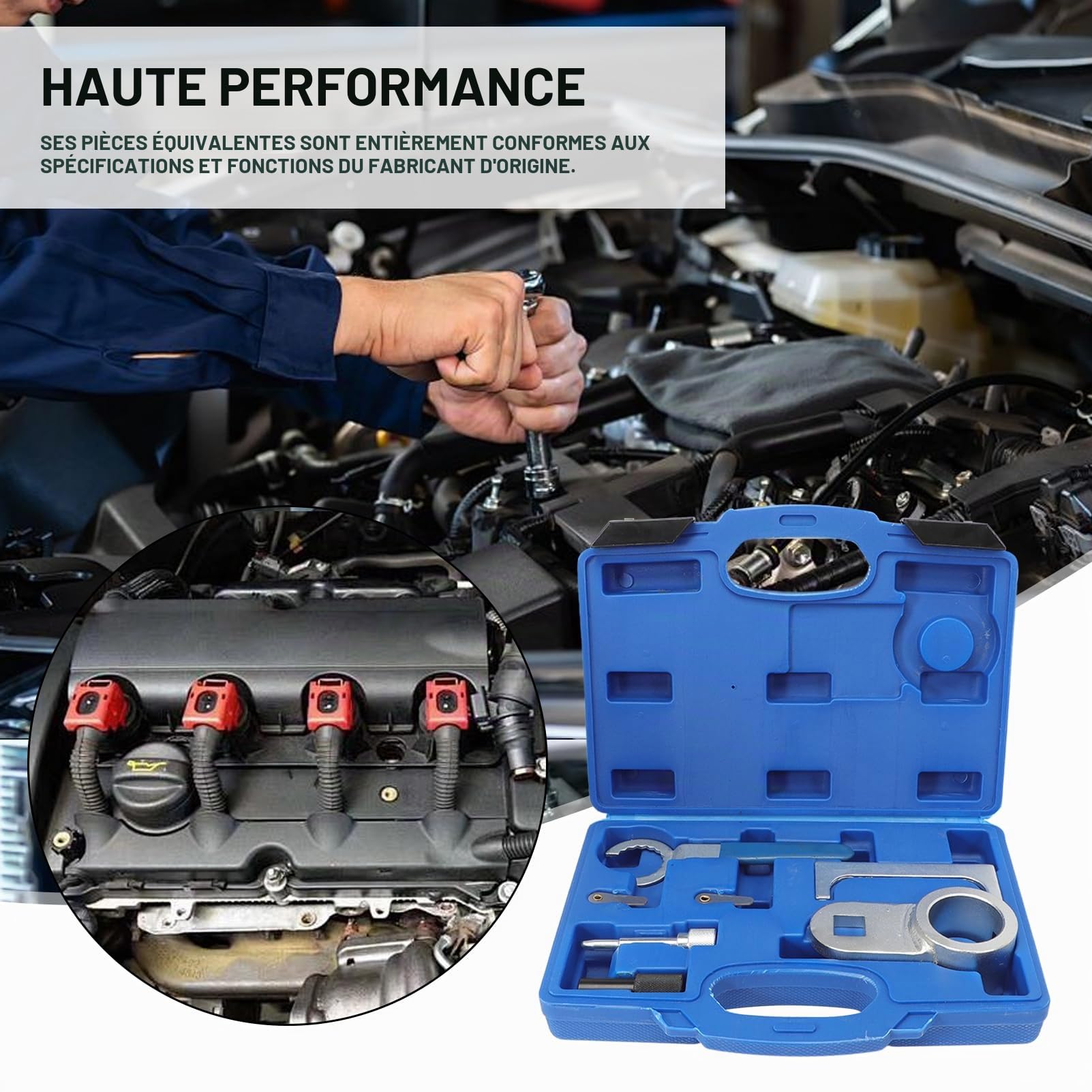 Lot de 7 outils de montage de moteur compatibles avec Transporter LT CRA*fter T4 de VAG 2.4/2.5 DSDI TDICR Outil de réglage du moteur, courroie de distribution, kit de verrouillage d'arbre à