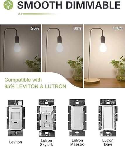 Miniatura 4 de LUMILECT Bombilla LED A19 lechosa regulable, bombillas LED equivalentes a 25 W, eficiencia de 2 W, 3000 K blanco suave E26 Edison bombillas de