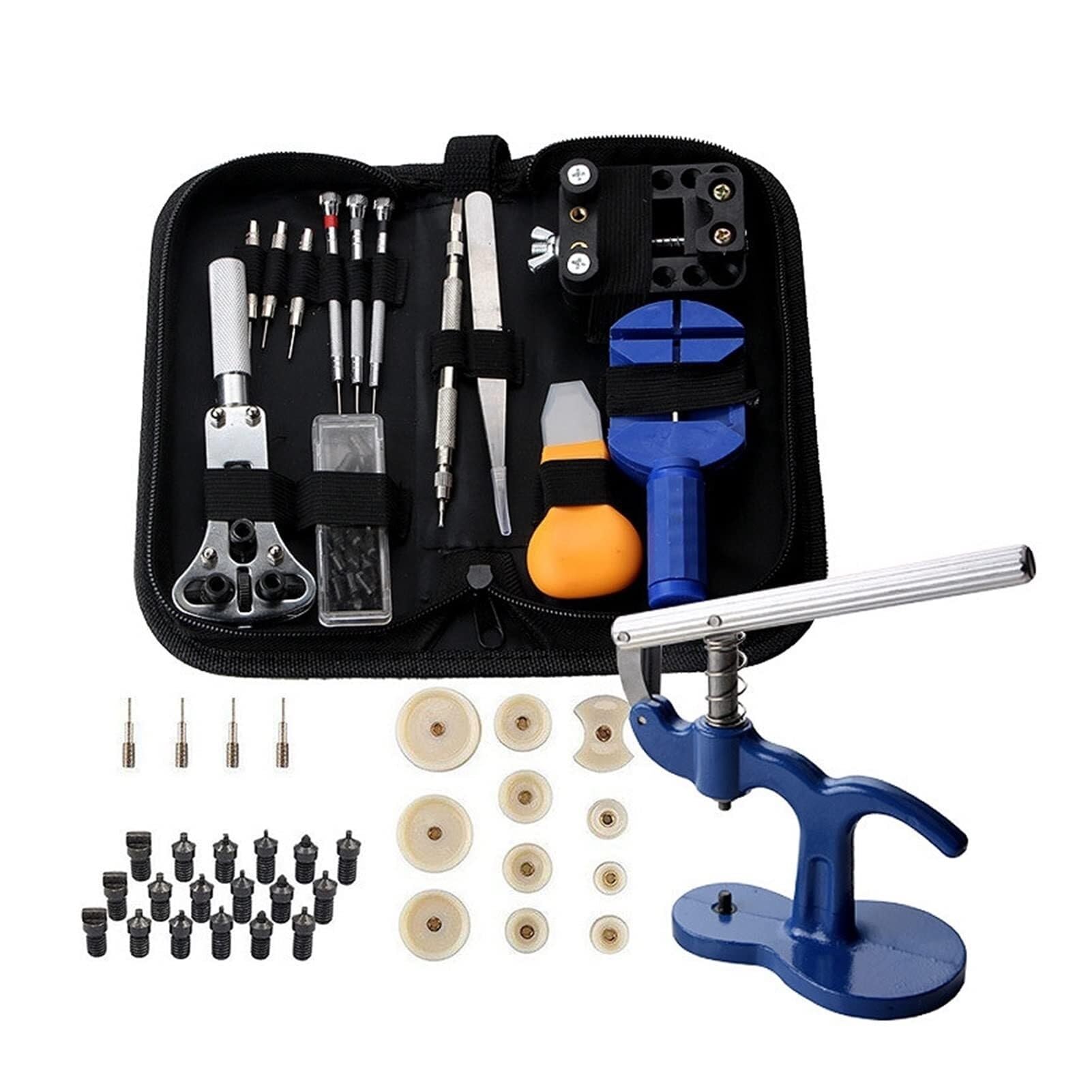 Kit di strumenti professionali for la riparazione di orologi, strumenti for orologi, tra cui pressa for orologi, barre a molla, sostituzione della batteria, kit di strumenti for la riparazio
