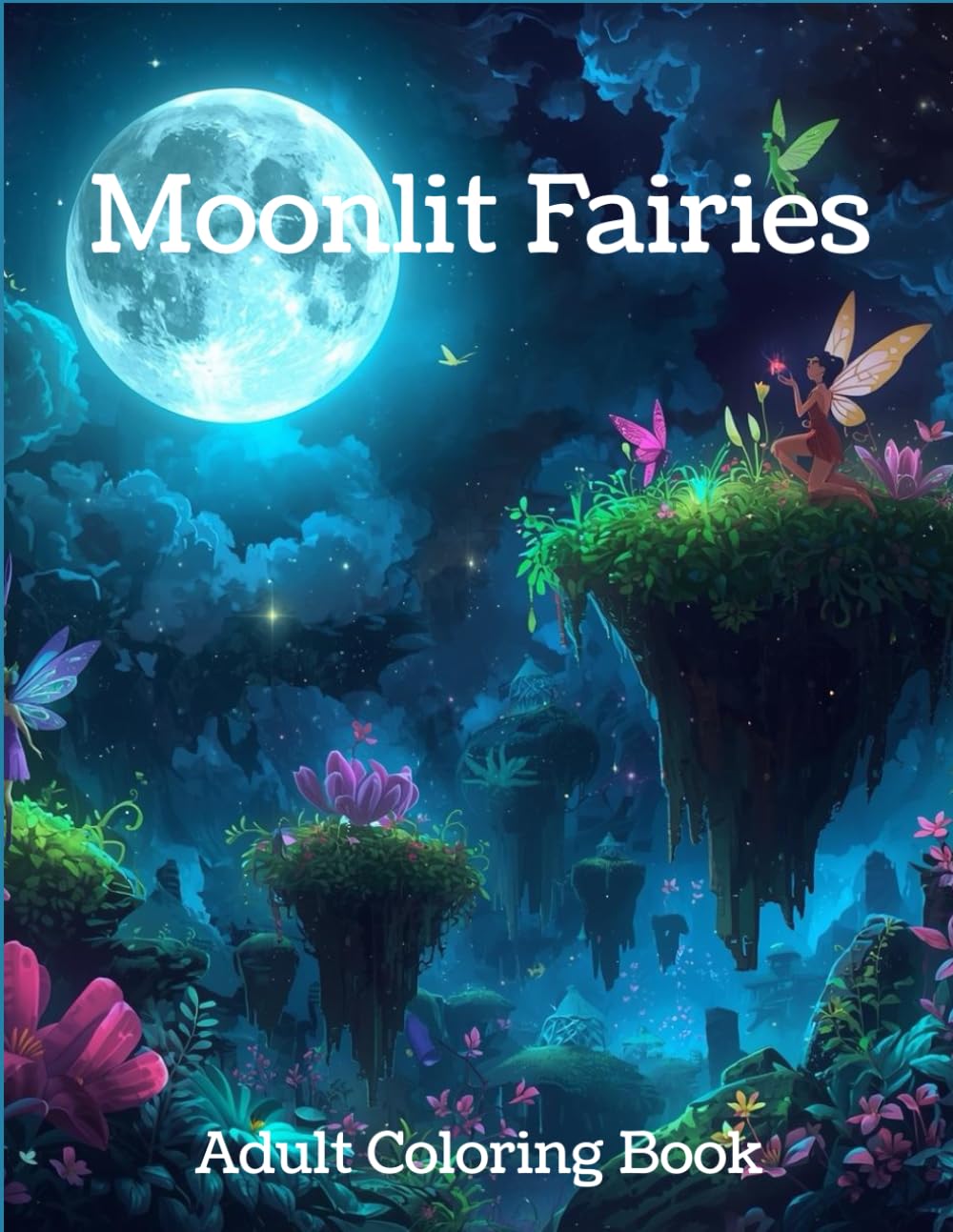 Moonlit Fairies Coloring Book for Adults: Fun, Calming Moonlit Fairies for Relaxation, Anxiety and Stress Relief