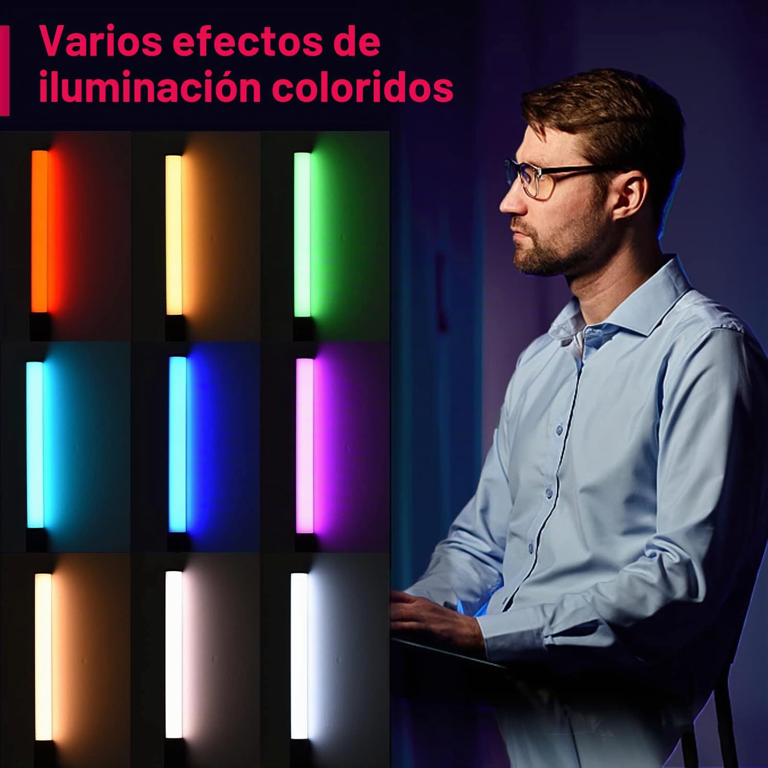 Andoer W150RGB-II Tubo de luz RGB de Man, Luz Fotografia 2500K-9000K Regulable 20 Efectos de Escena de iluminación para Tiktok,Youtube, Grabación de Video, Fotografía