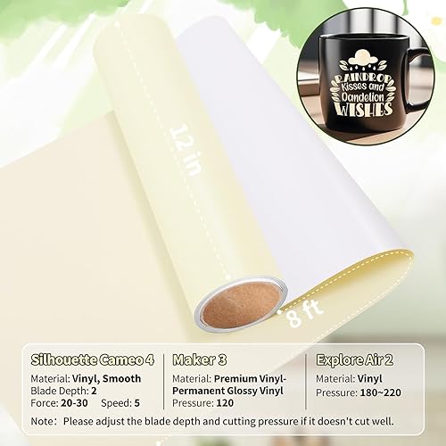 Miniatura 4 de AHIJOY Vinilo adhesivo mate Prermanent de 12 x 10 pies, vinilo permanente para taza, taza, bricolaje, proyectos, decoración de fiestas, proyectos de