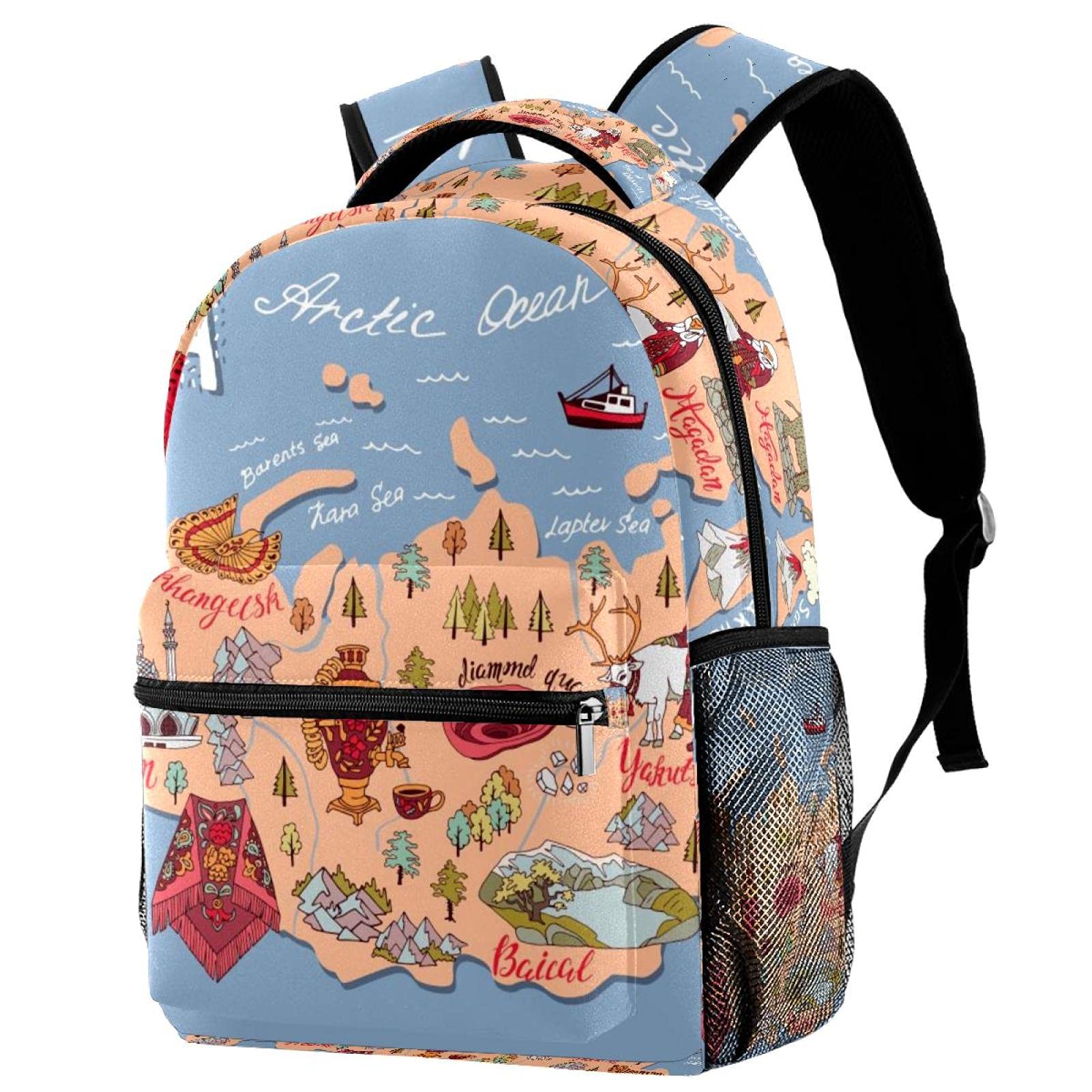 Sac à dos voyage carte de la Russie enfant avec compartiment gourde