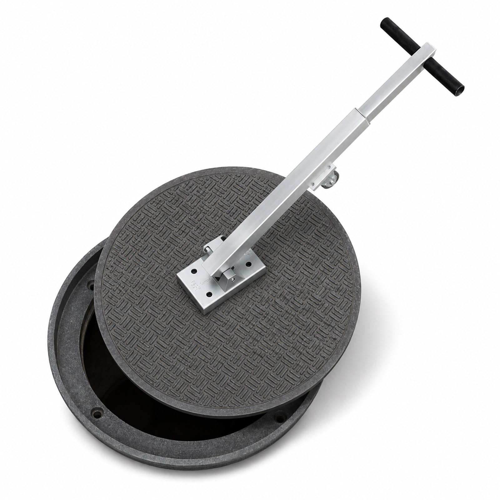 Sollevatore magnetico per tombini con ruote e maniglia retrattile | Estrattore per coperchi di tombini con forza di trazione di 270 kg, solleva coperchi in ghisa, griglie di scarico e coperchi