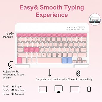 MMK for iPad 11th 10th Generation Case with Keyboard (2022, 10.9), Wireless Detachable Keyboard, with Pencil Holder for iPad 11 inch (A16 2025), 10th Gen (10.9 Inch 2022) Pink