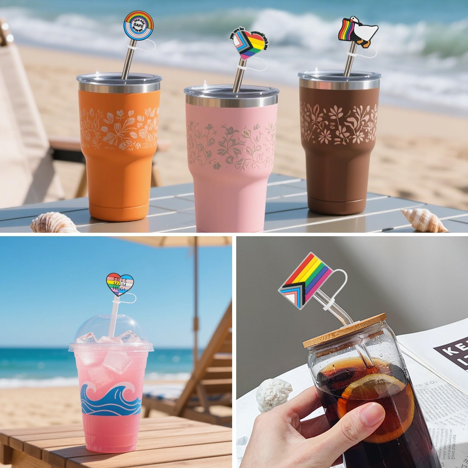 Funny Stanley Cup Straw Cover, 10mm (0.4in) Silicone Reusable Straw Topper Lid Cap,Style 4 - Image 5