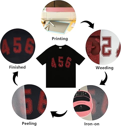 Miniatura 2 de Rollos de vinilo de transferencia de calor HTV con purpurina roja, 12 pulgadas x 9 pies, vinilo elástico para planchar en camisetas para silueta y