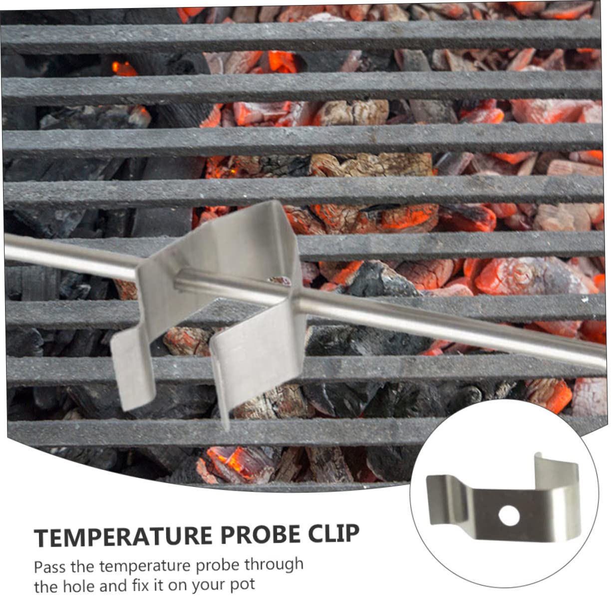 PRETYZOOM Meat Thermometer Clips 4 Pack Stainless Steel Grill Probe Clips Temperature Probe Holder for Cooking BBQ