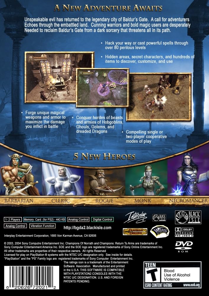 BALDUR'S GATE DARK ALLIANCE II 2 PLAYSTATION 2 PS2 SONY COMPLET PAL FR