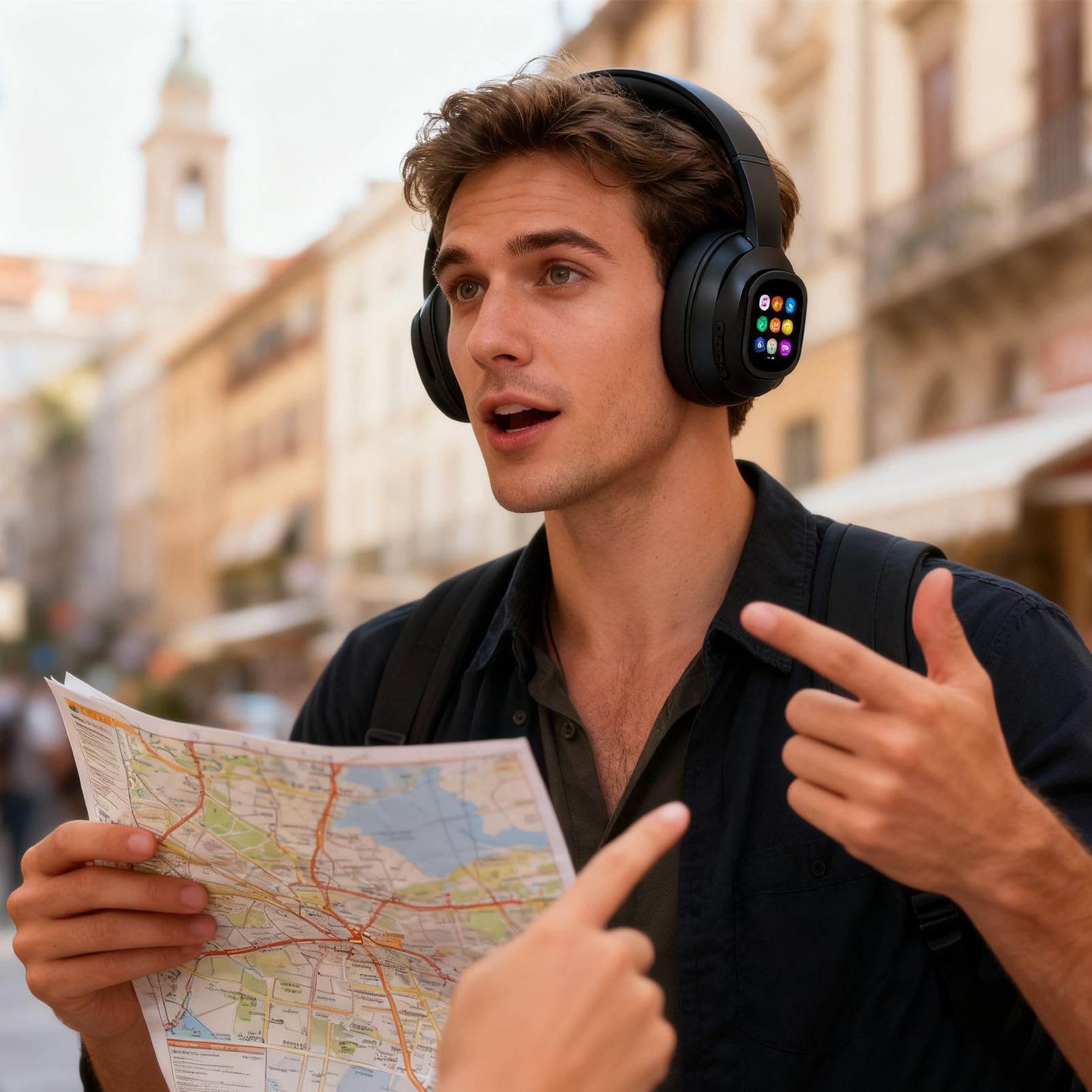 Auricolari traduttori linguistici, cuffie fitness touch screen in reale, wireless, impermeabili, traduttore AI, per donne, studenti, viaggi, riunioni di lavoro, conferenze, lavoro remoto tutti i