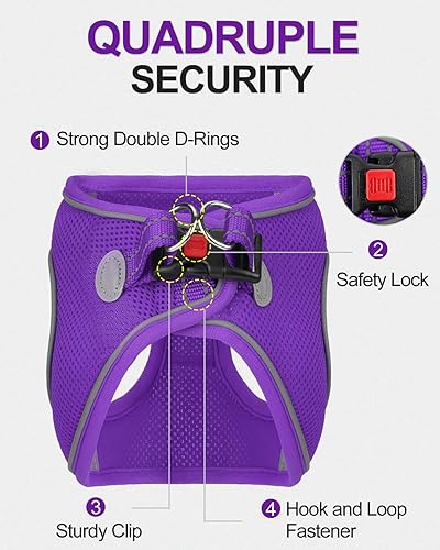 Vista 72 de Joytale arnés para perro, 12 colores, chaleco de malla transpirable, arnés acolchado suave reflectante para perros medianos, negro, XL.