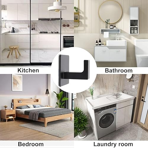 Miniatura 7 de Ganchos para toallas de baño, paquete de 2 ganchos cuadrados autoadhesivos, gancho resistente para bata sin perforaciones, colgador de ropa de