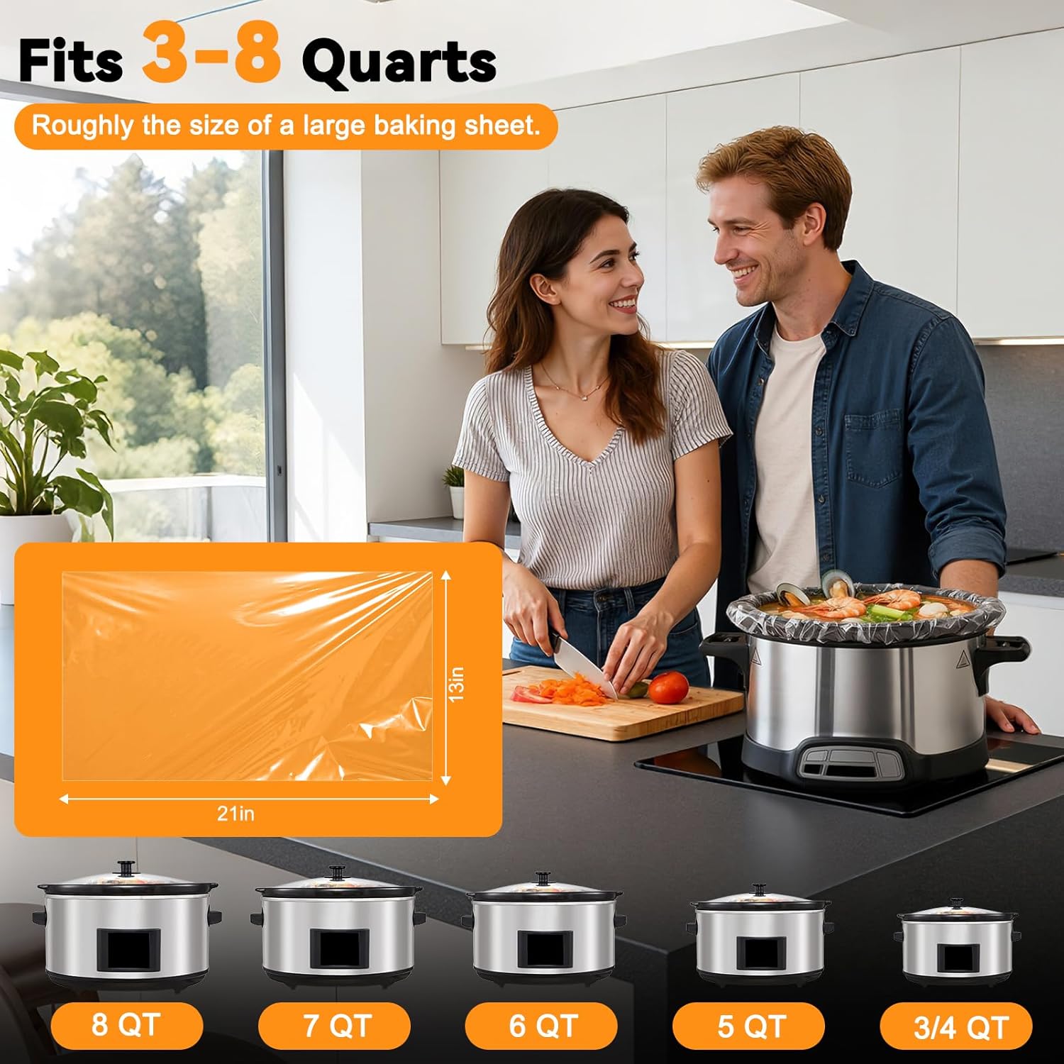 Slow Cooker Liners 13”x21”, Large Size Disposable Cooking Bags, BPA-Free Pot Liners Fit 3–8 Quart slow cooker pot, Suitable for Oval & Round Slow Cooker, 20 Count - Image 3