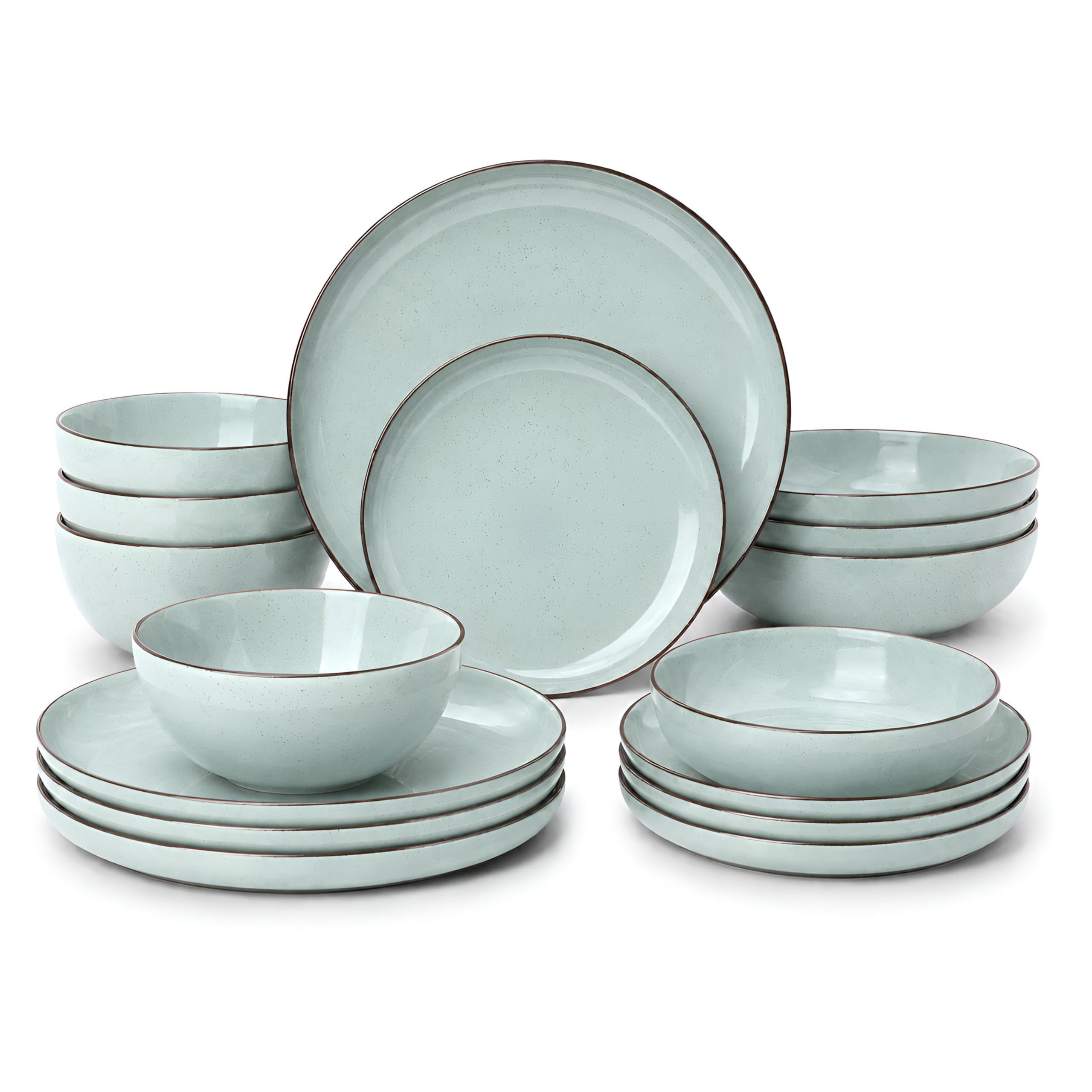 DIVCHI 16-Piece Dinner Set for 4 Ceramic Dinnerware Set, Mint Green