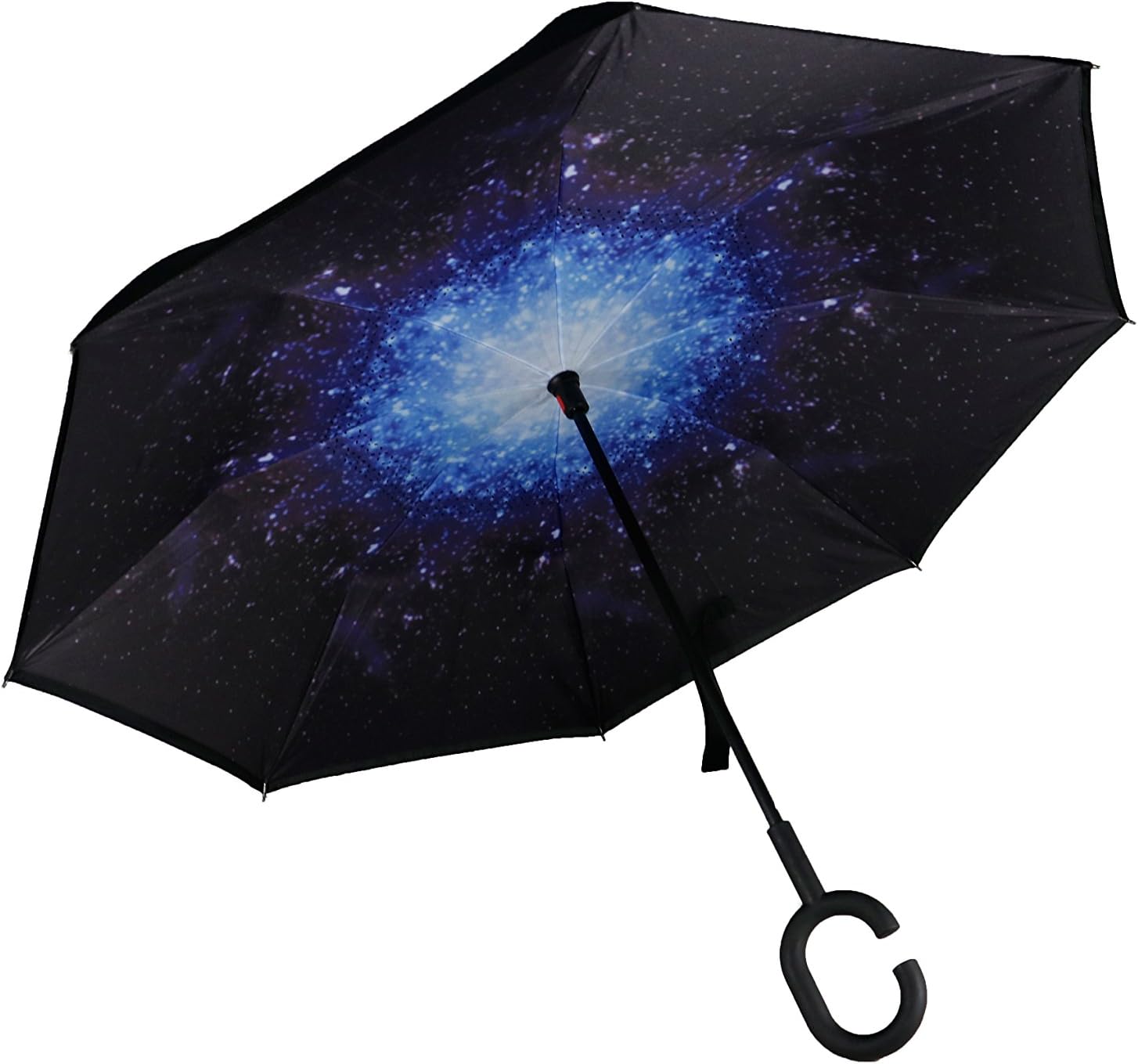 Windproof Upside Down Reverse Umbrella – C-Handle, Double Layer, Inside-Out, Multicolored