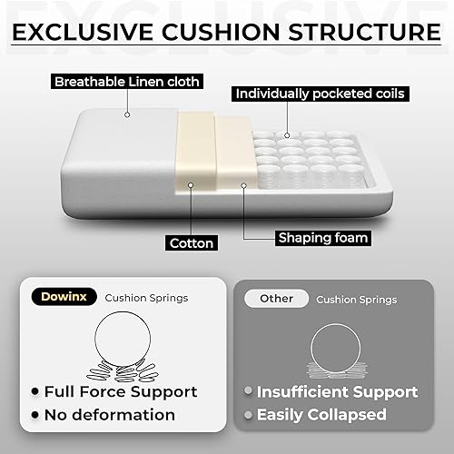 Miniatura 4 de Dowinx Silla de juegos de tela de lino con cojín de resorte de bolsillo, silla ergonómica para computadora con soporte lumbar de masaje y