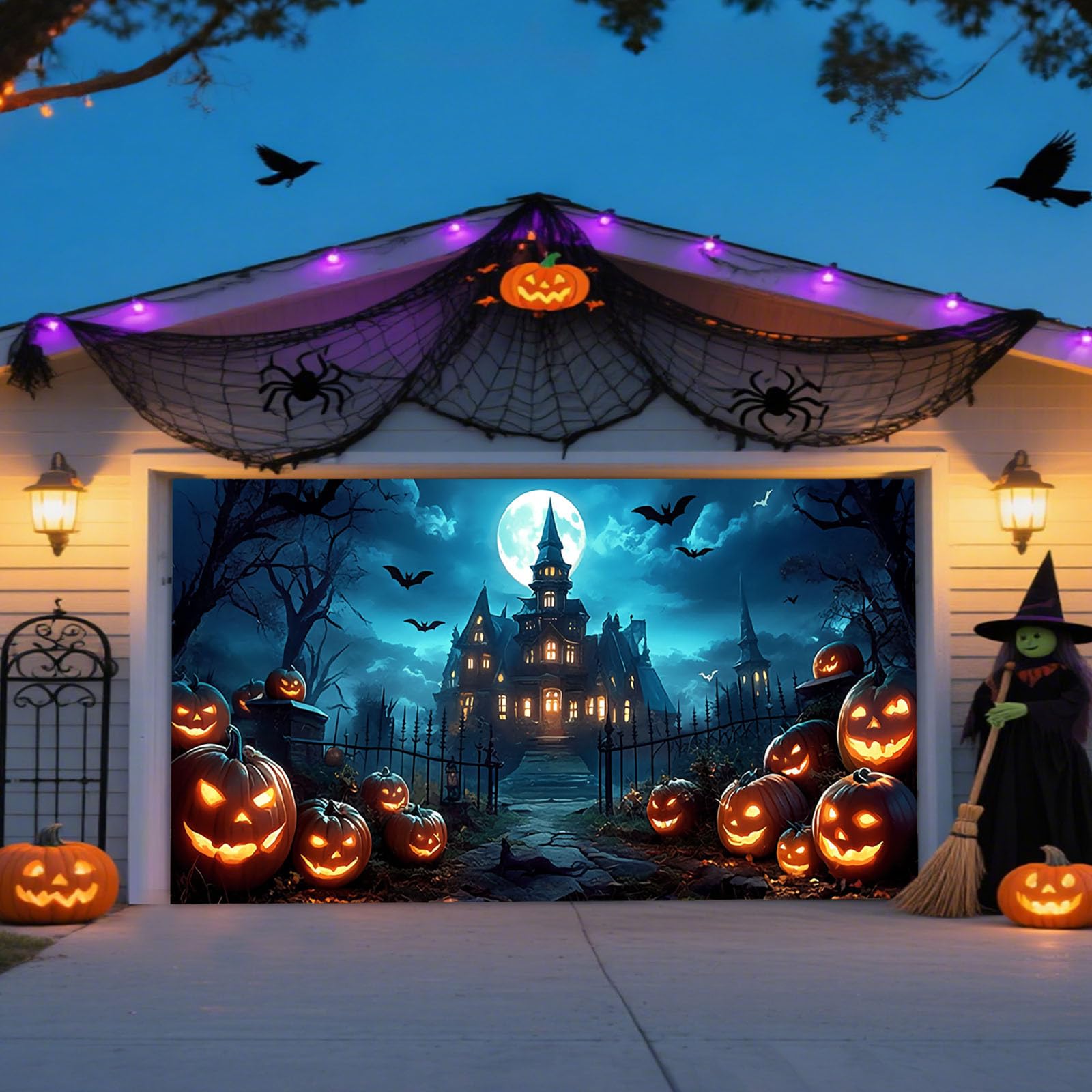 Fahne Halloween-Garagebanner, groß, für Partys im Garten