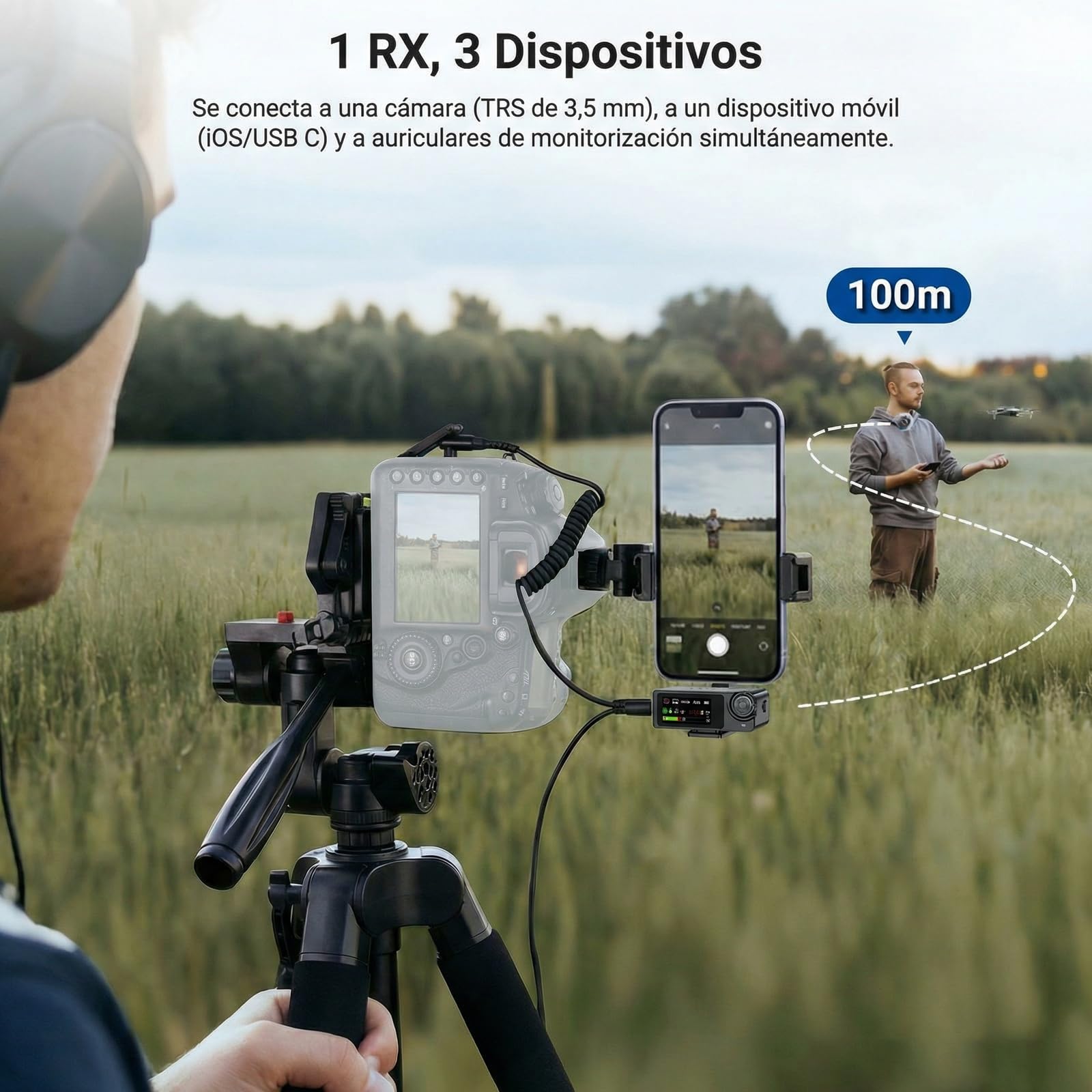 NEEWER CM36 Pro Micrófono Inalámbrico, AI Cancelación Ruido, 48KHz/32bits Float, 8GB Almacenamiento, 85dB SNR, 54h Batería con Estuche Carga, 328ft Range, Lav Mic para iPhone Android Vlog Camera PC