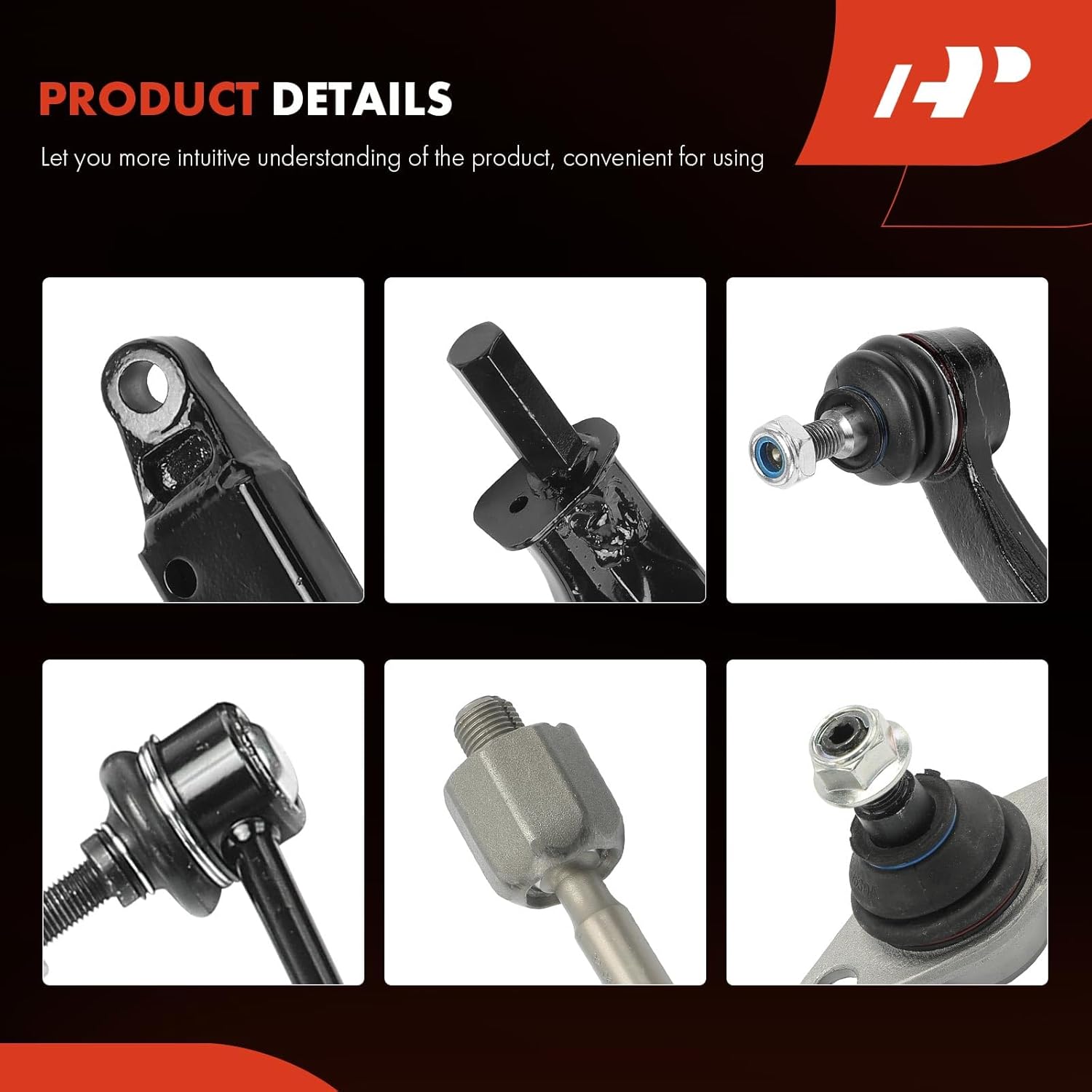 A-Premium Set of 14, Front Lower Control Arm, Sway Bar Link, Lower Inner Outer Ball Joint, Inner Outer Tie Rod End, Lower Rearward Control Arm Bushing, Compatible with Mini Cooper 2003-2008