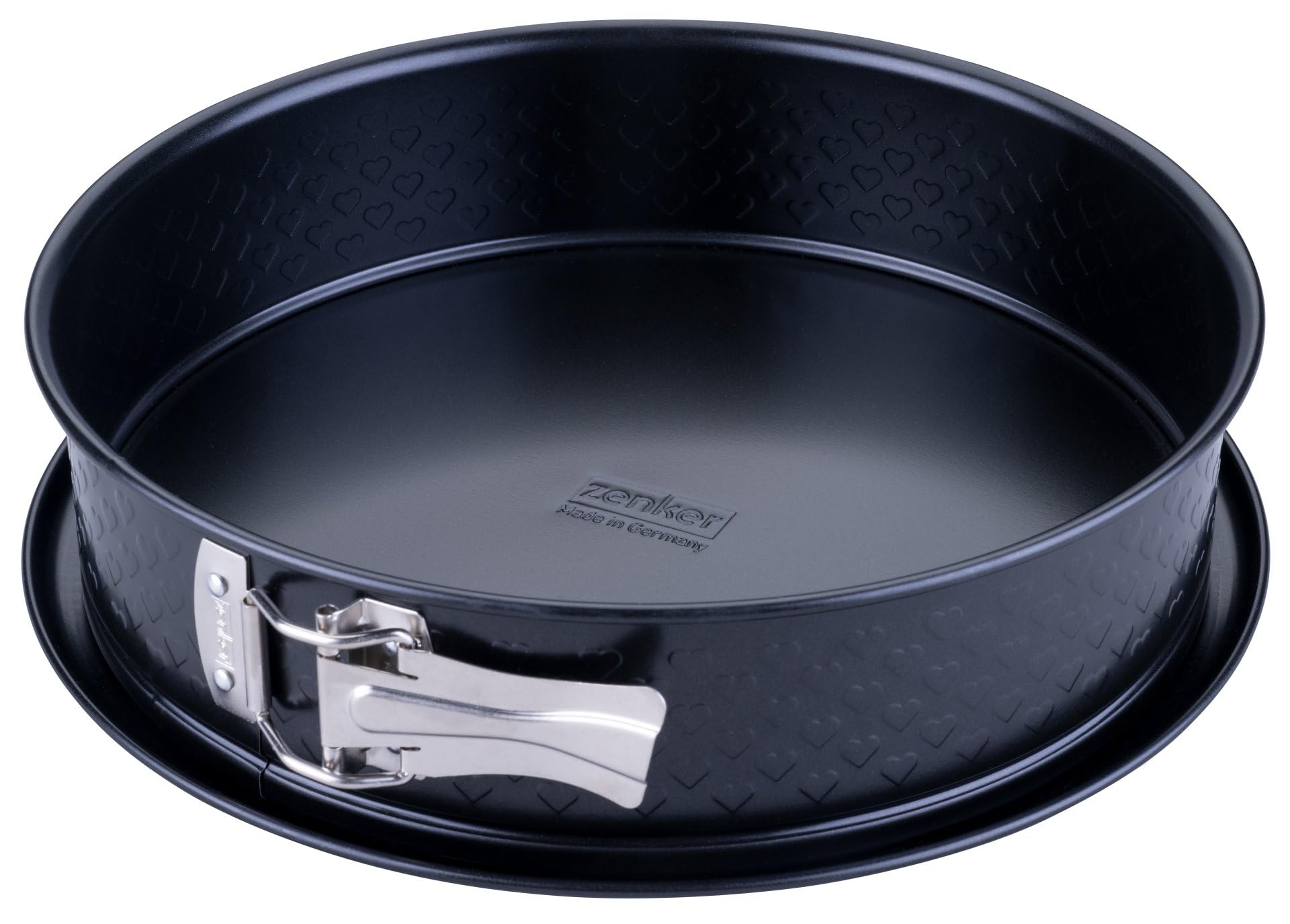 Zenker Springform Cake Tin with Flat Base Diameter 26 cm - Baking Mould with Heart Embossing, PFAS-Free, Ideal for Valentine's and Mother's Day, Made in Germany